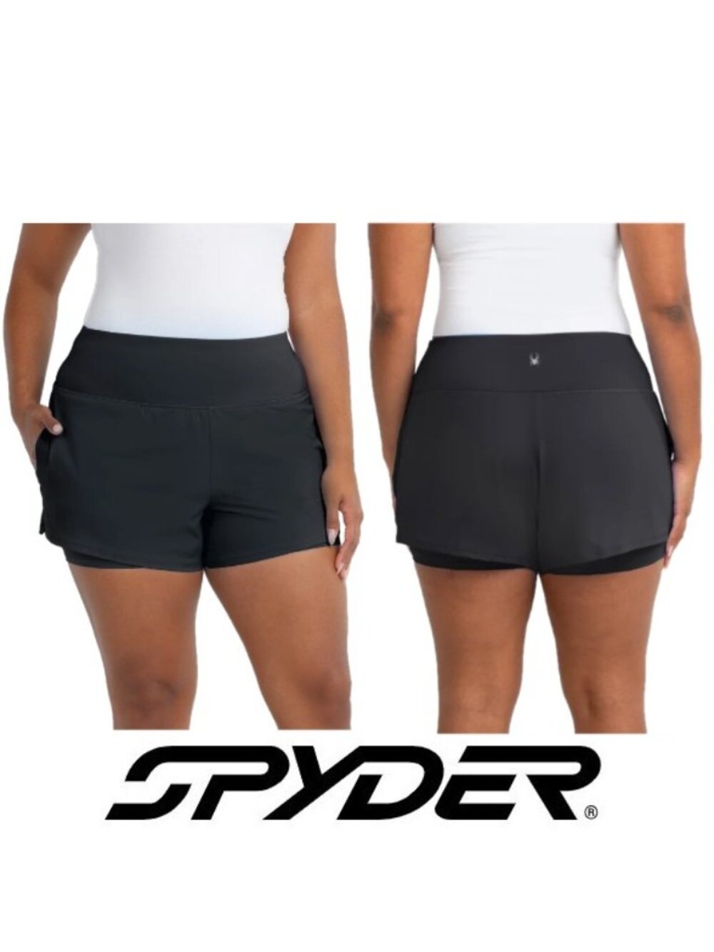NWT Spyder Women's Running Logo Short, Black, Inner Bike Short